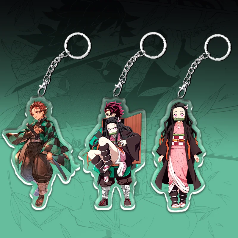 

12cm Demon Slayer Acrylic Anime Accessories Acrylic Keychain Tanjiro Nezuko Party Decoration Gift Student Backpack Accessories