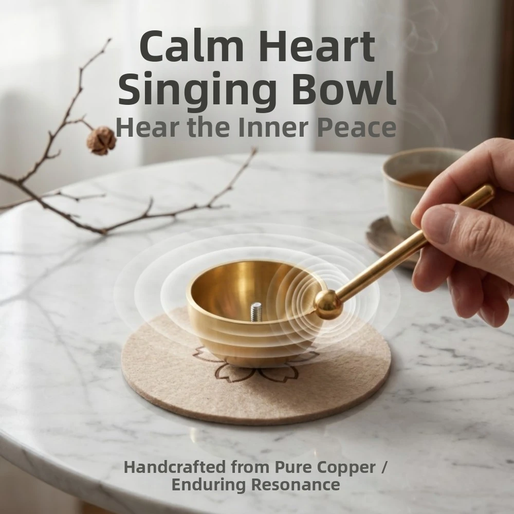 Mini Singing Bowl Set with Mallet and Ball Relaxing Sound Meditation Sound Bowl Brass Handmade Copper Chant Bowl
