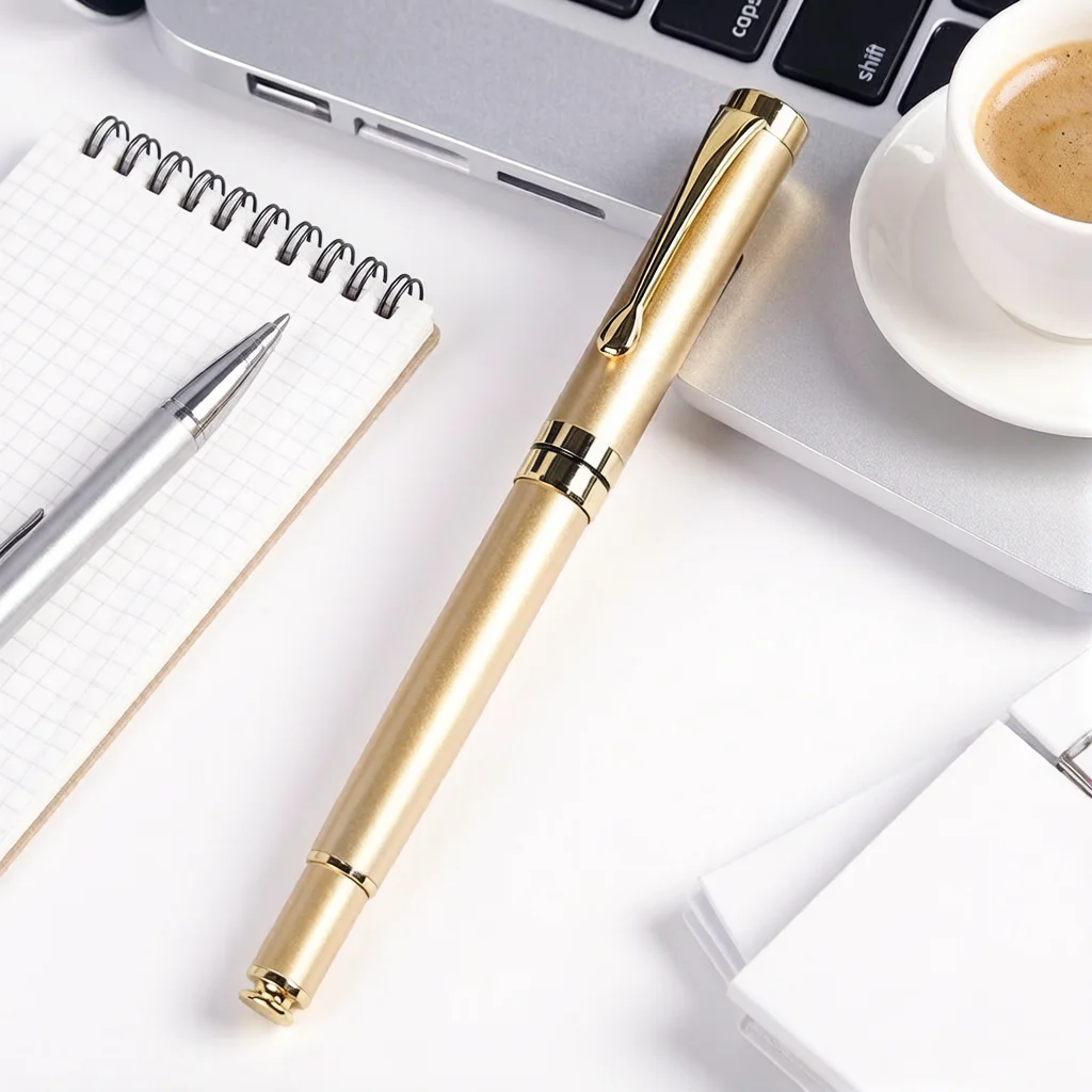 Customized in-stock promotional gift metal ballpoint pen, creative gift, black business gel pen with logo