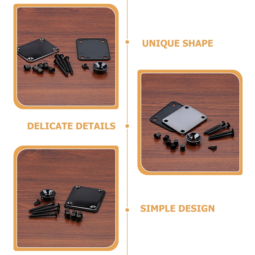 

1Set Electric Guitar Neck Plate Replacement Guitar Neck Mounting Plate Metal String Ferrules Repair Parts Bass Part