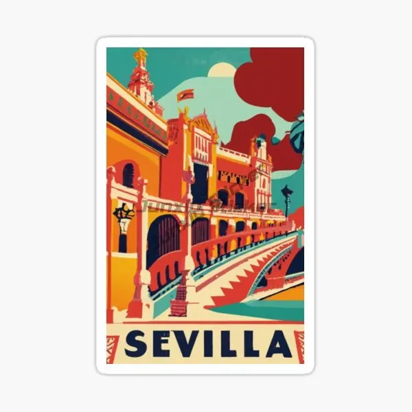 إشبيلية إسبانيا خريطة العلم شعار وطني ملصق فينيل PVC مناسب للدراجات البخارية والدراجات النارية والسيارات #2