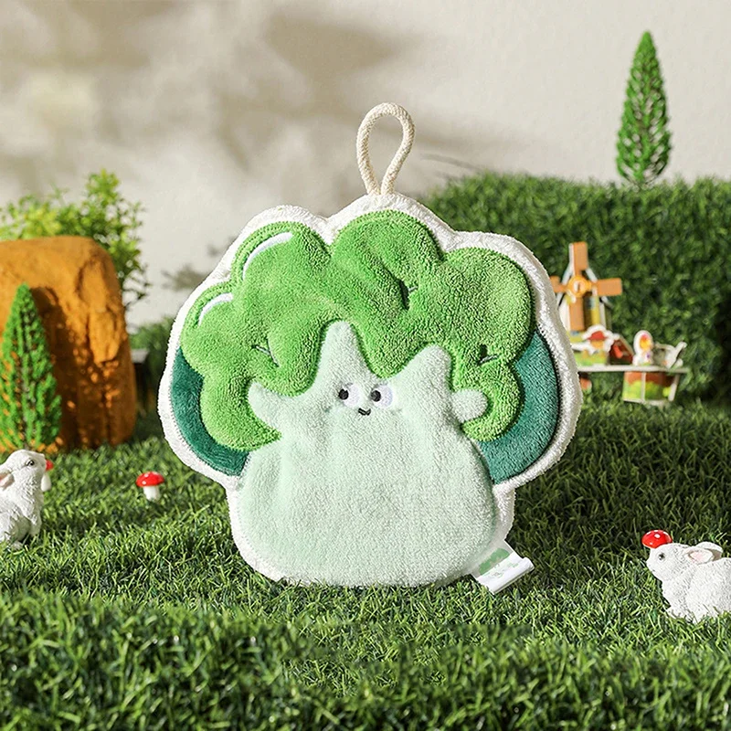 Hand Towel Cartoon Wipe Handkerchief Rag Vegetable Shape Towels For Wiping Hands Thickening Absorbent With Hanging Loop