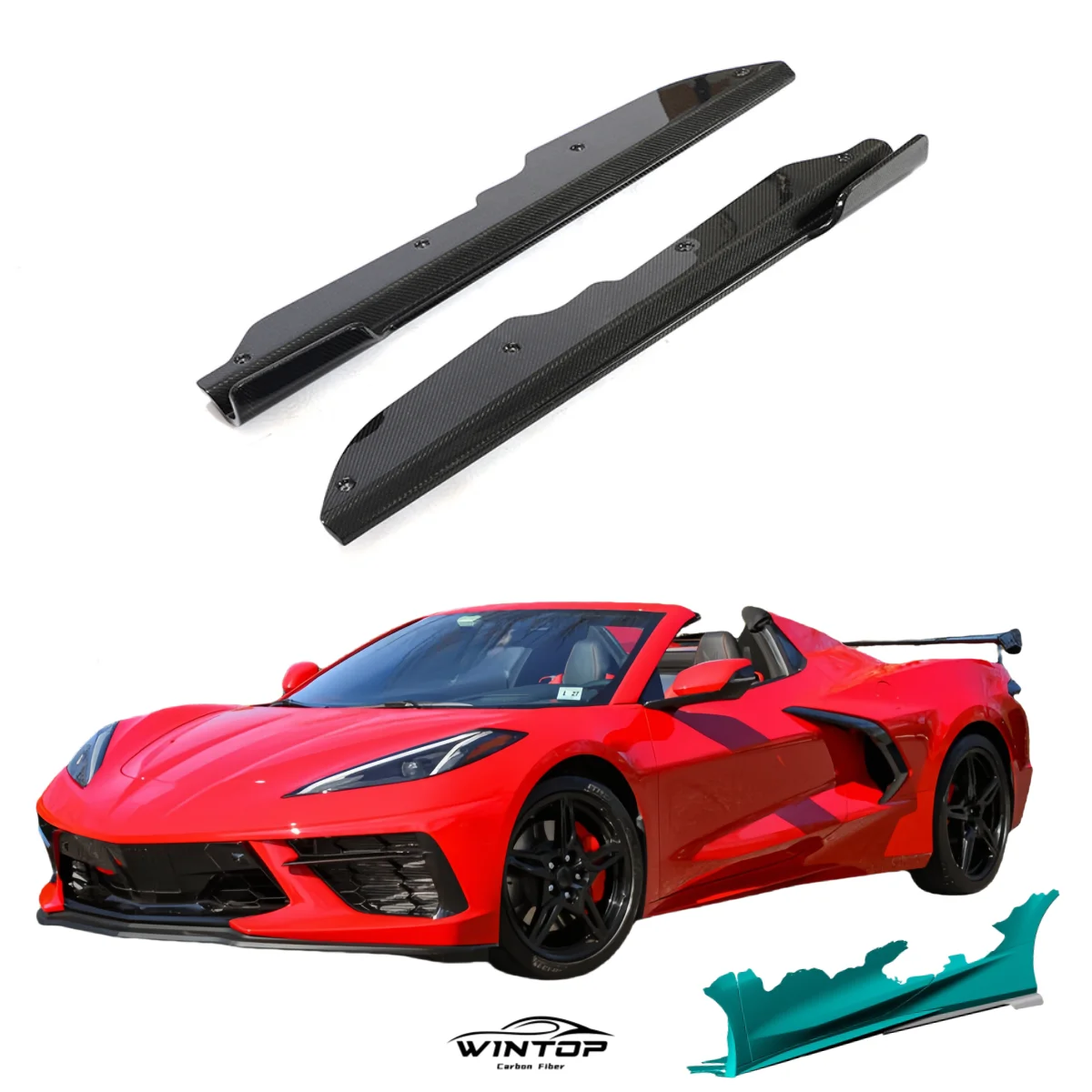 wholesalers High Quality C8 Side Skirts for Chevrolet Corvette C8 Stingray Convertible 2-Door 2020-2021