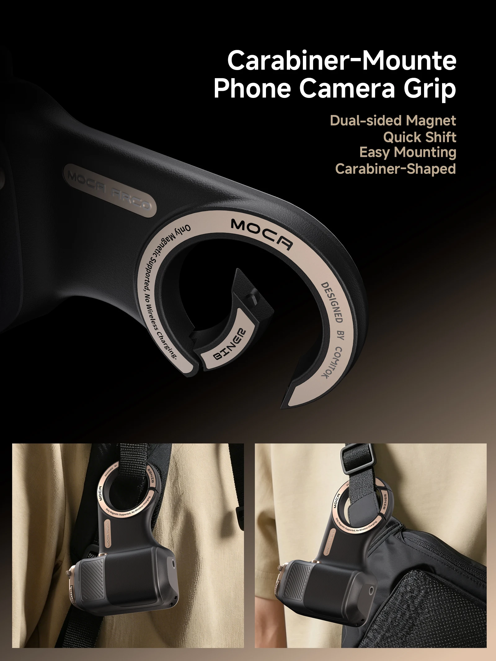 PICKOGEN Magnetischer Fotografie-Handgriff-Kit für iPhone 16/17 Pro Max Abnehmbarer Fernbedienungsgriff mit 17mm Gewinde Handyhülle – Detail 2