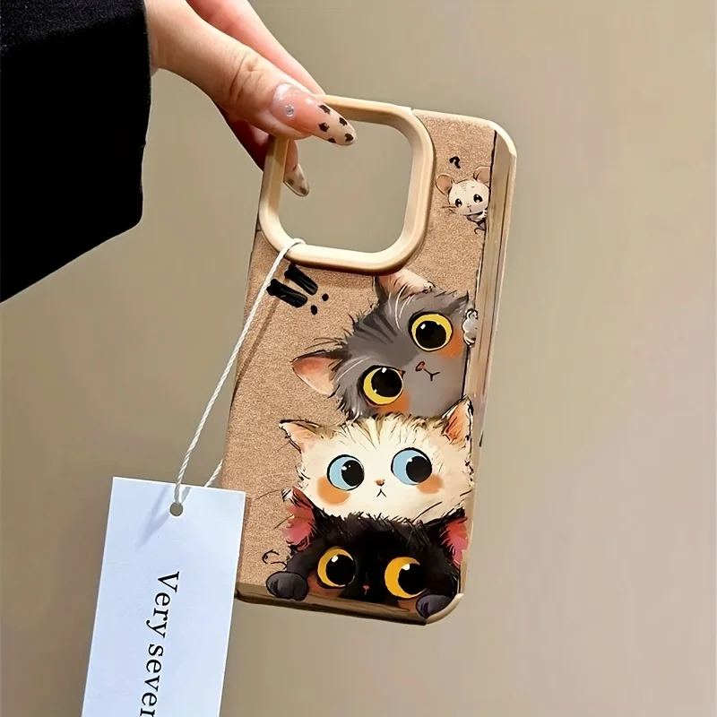 

Cute cat pattern phone case suitable for iPhone 17 16 15 14 13 12 11 Pro/Max/Plus anti drop and shockproof