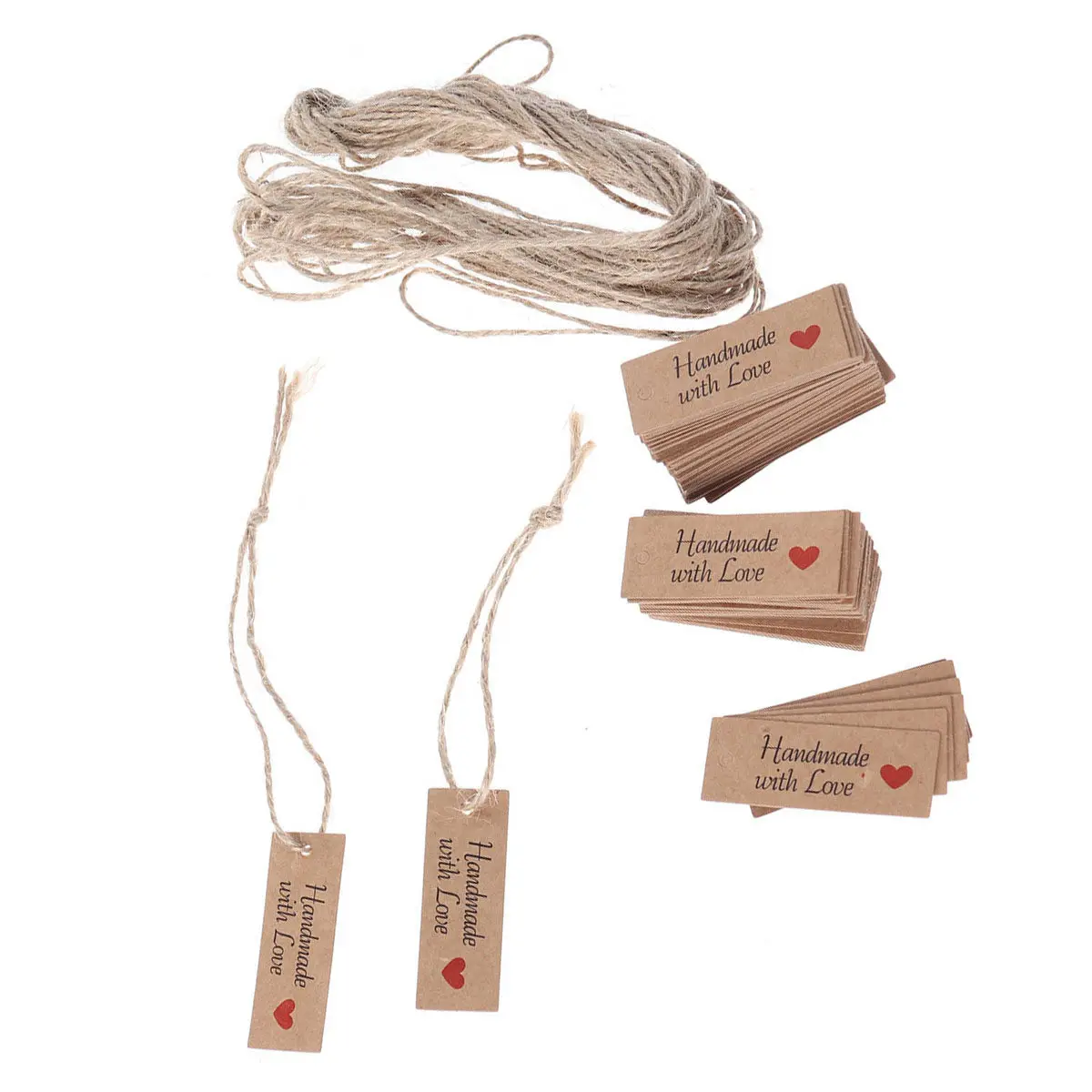 100Pcs Kraft Paper Tags Rectangle 5.1x1.9cm Sturdy Gift Favors Baking Food Tags with Strings for Labeling Crafts