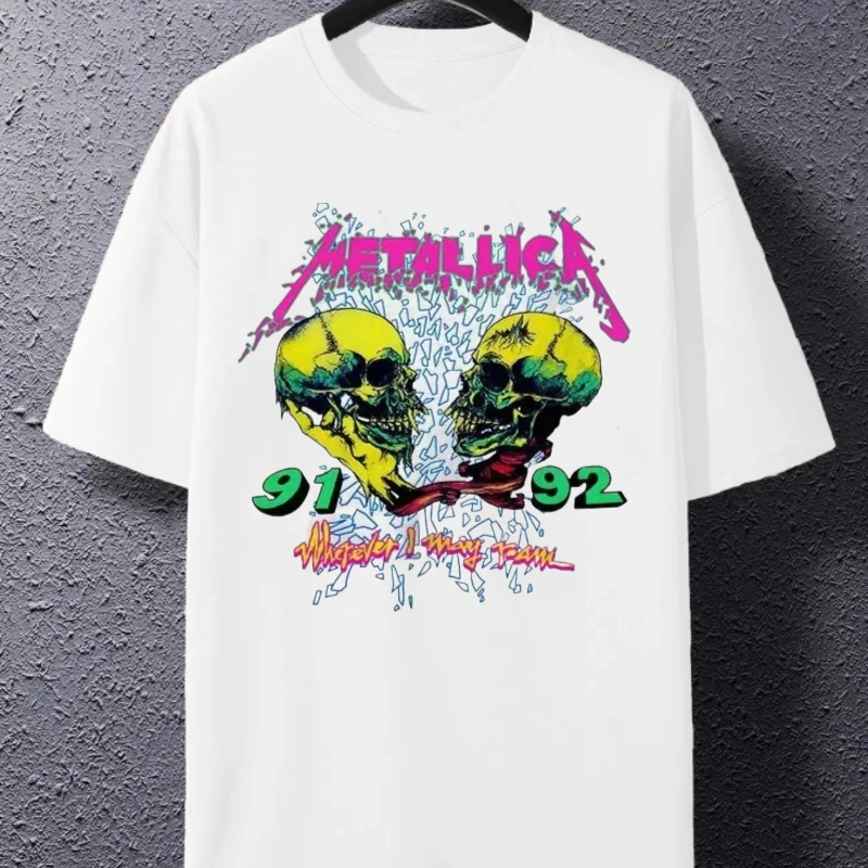 

Metallica Heavy Metal Rock Band Short-sleeved T-shirt Hiphop American High Street Ruffian Handsome Men's and Women's Tops
