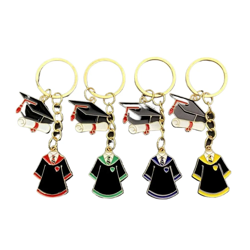

Creative Bachelor Uniform Doctor Hat Keychain Charms Graduation Gift Enamel Print Key Ring Bag Ornaments Graduate Students