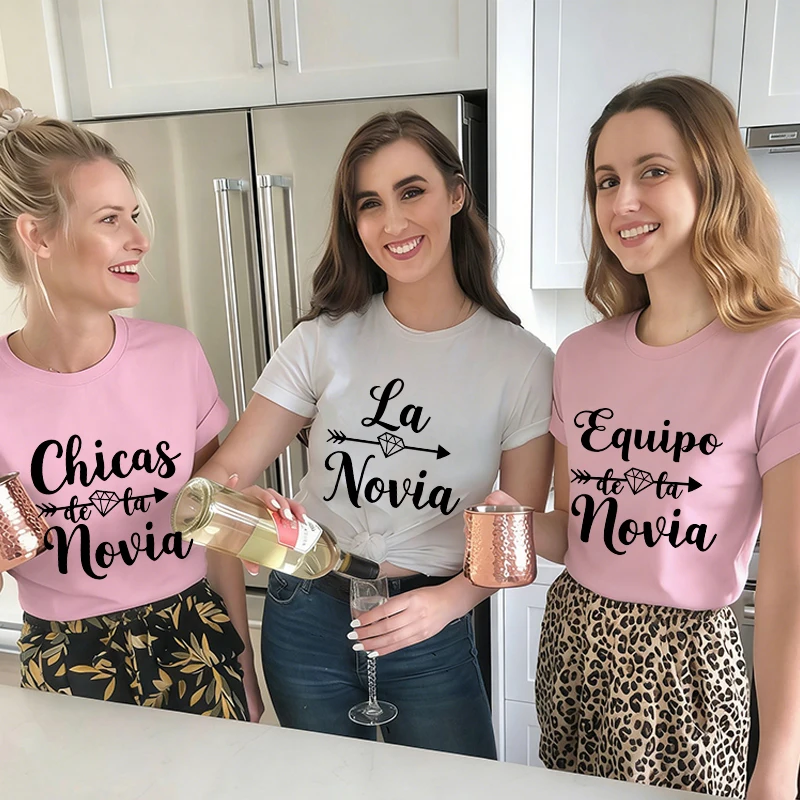 Equipo Chicas De La Novia Spanish Girls Bachelorette Hen Party T-shirts Diamond Arrow Graphic Graphic Blouses Bridal Shower Tees