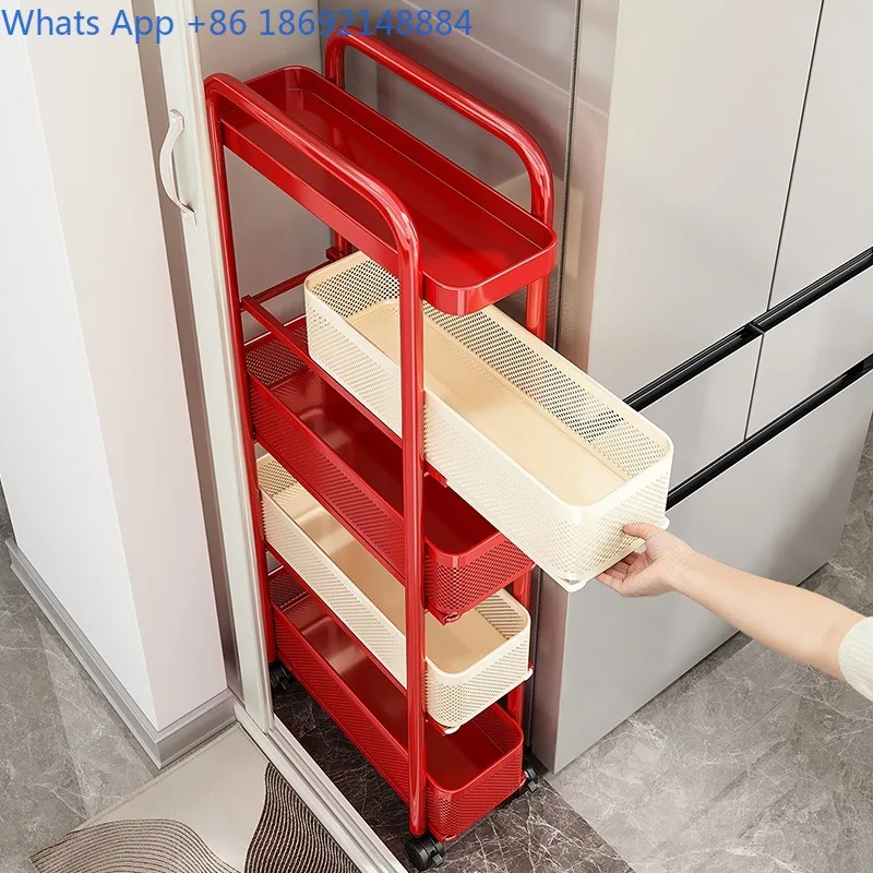 

Kitchen Storage Rack Floor-standing Multi-layer Refrigerator Side Pull-out Cabinet Ultra-narrow Storage Organizer Small Trolley