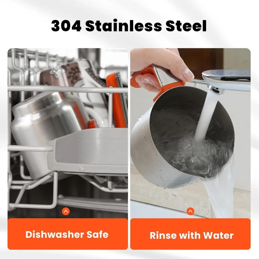 رغوة الحليب الكهربائية المصنوعة من الفولاذ المقاوم للصدأ 3 في 1 للقهوة سعة 12 أونصة صانع رغوة سميكة وباردة باللون البرتقالي