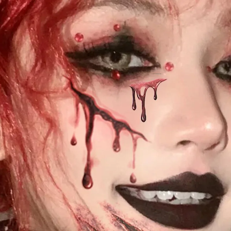 Cosplay Realistic Scar Tattoos Disposable Halloween Make Up Bloody Scars Wound Stitch Scary Horror Tattoo Stickers Party Decor