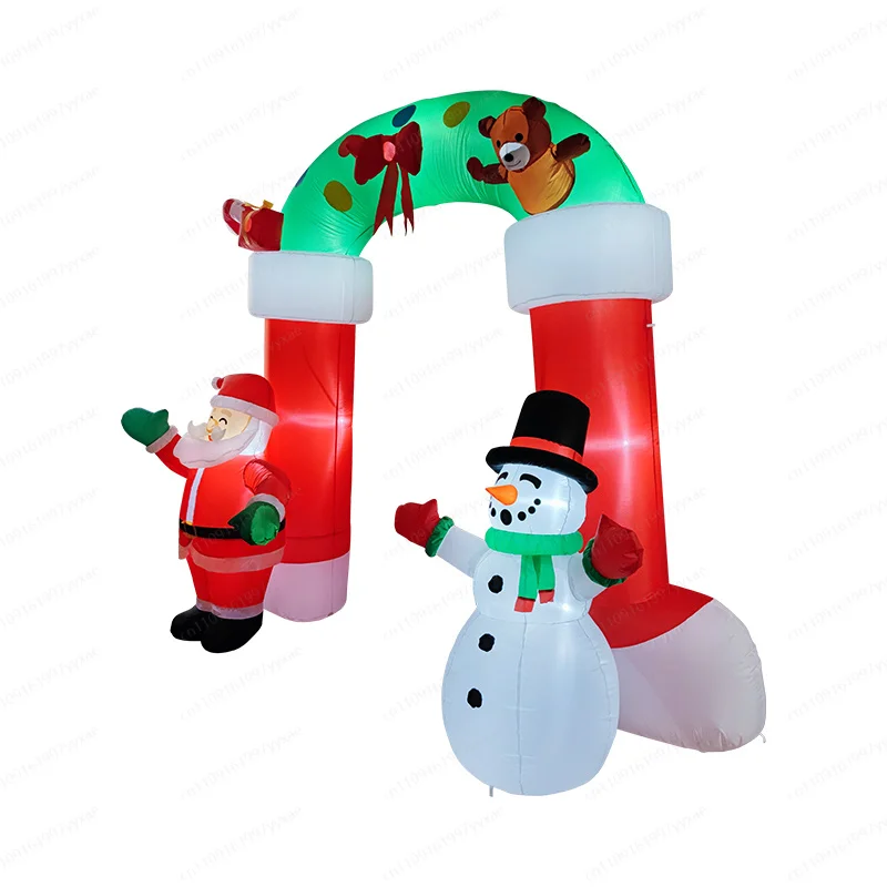 9‑Foot Christmas Inflatable Arch, LED Light‑Up Santa & Snowman with Candy Gift Box for Holiday Party Yard Outdoor Decor