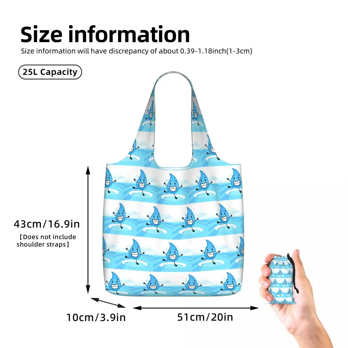 Battle For Dream Island BFDI Teardrop Shopping Tote Bag Canvas Large Capacity Shoulder Bags Shopper Grocery Handbag for Women