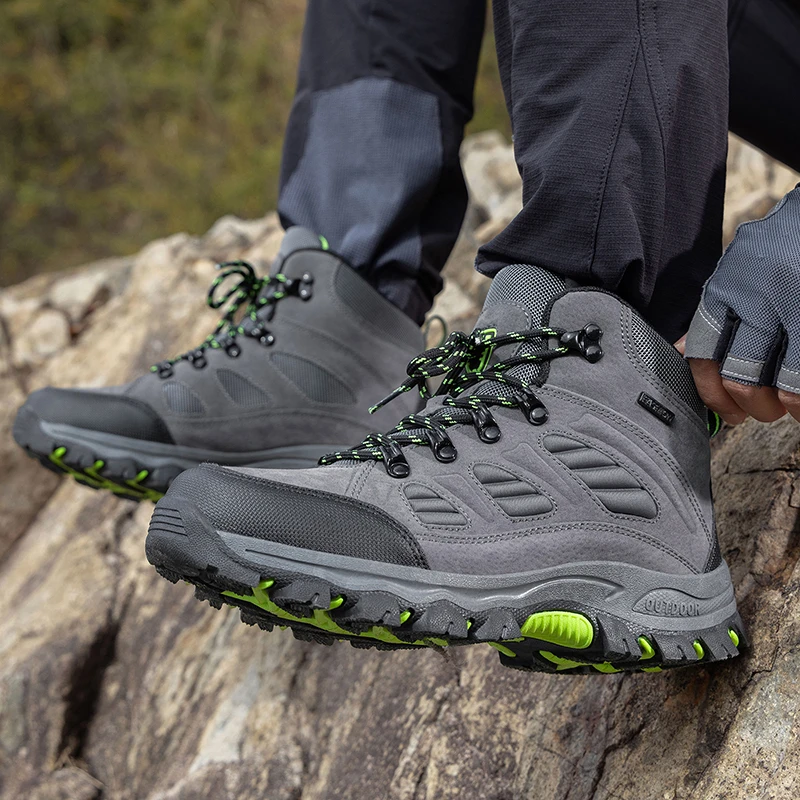 Men's Outdoor Non-slip High-top Boots Wear-resistant Easy Clean Hiking Boots Outdoor Casual Walking Camping Mountaineering Boots
