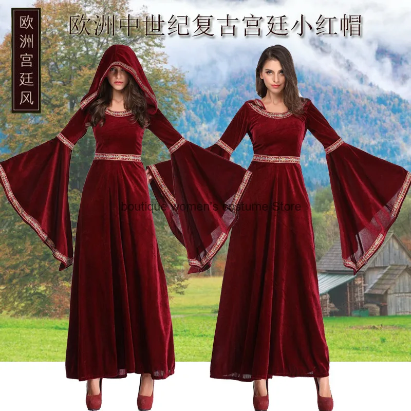halloween cosplay costume Medieval dress Halloween Costume Victorian women Dress Renaissance Burgundy Dress