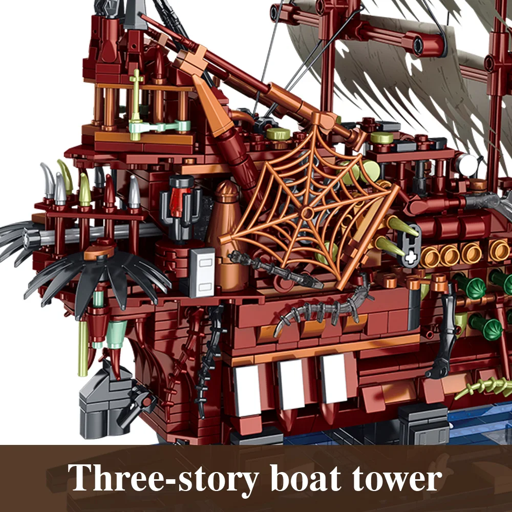 2159pcs Man Flying Dutchman ภาษาดัชคํา Shipbuilder 16016 ภาพยนตร์โจรสลัดแคริบเบียนชุดอิฐอิฐชุดเรือของเล่น DIY คริสต์มาสของขวัญ