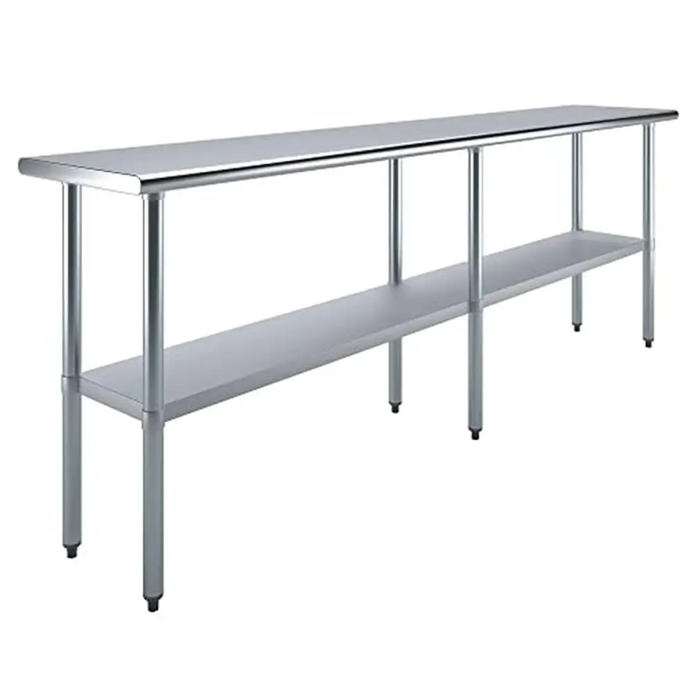 

Commercial Stainless Steel Kitchen Food Prep Table NSF Certified Adjustable Feet 18" x 96" Heavy-Duty Metal Utility Table