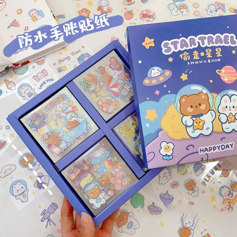 Kawaii Cute Stickers  Waterproof Decorative Catoon Animals Pattren Journal Phone Scrapbooking Stationery Stickers Student Gift