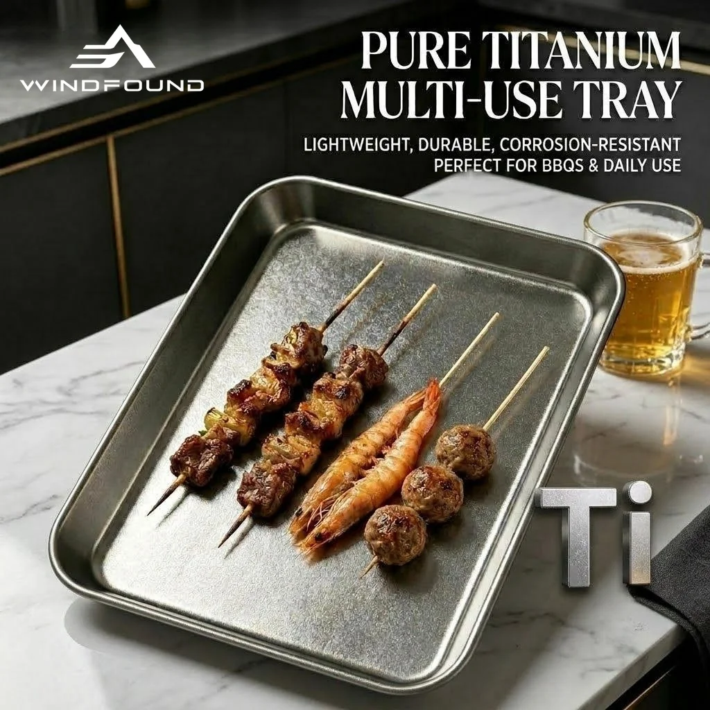 Titanium Camping Dinner Plate Ultralight rectangle Outdoor Tableware Portable Food Dish Tray for Outdoor Hiking Backpacking BBQ