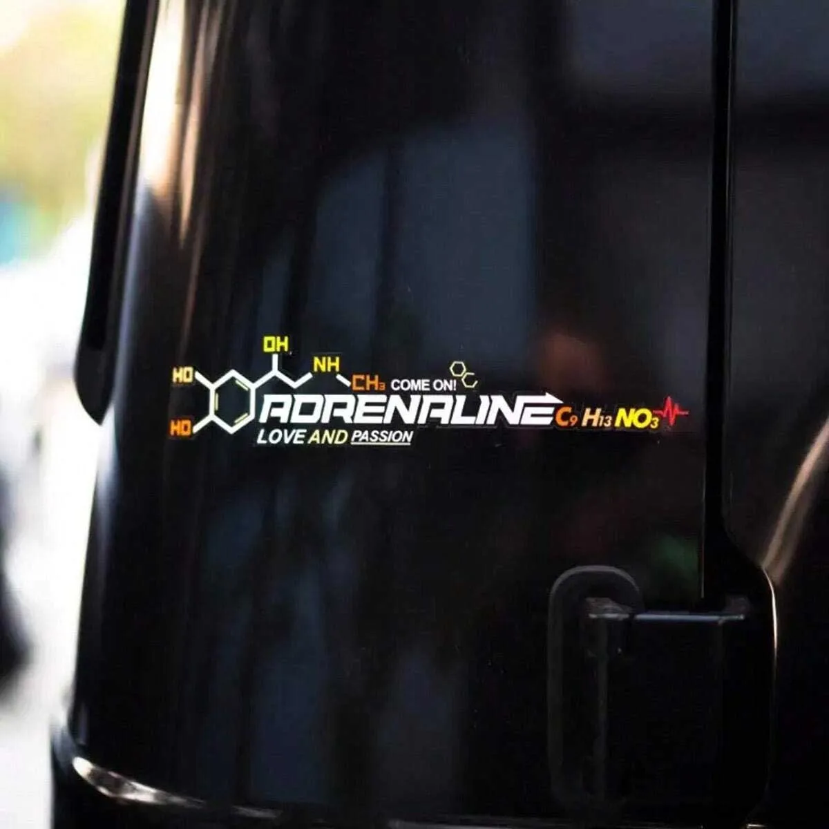 Adrenaline Molecular Formula Autoaufkleber – Love & Design, reflektierende PVC-Aufkleber für Autos, Motorräder und Windschutzscheiben – Detail 5