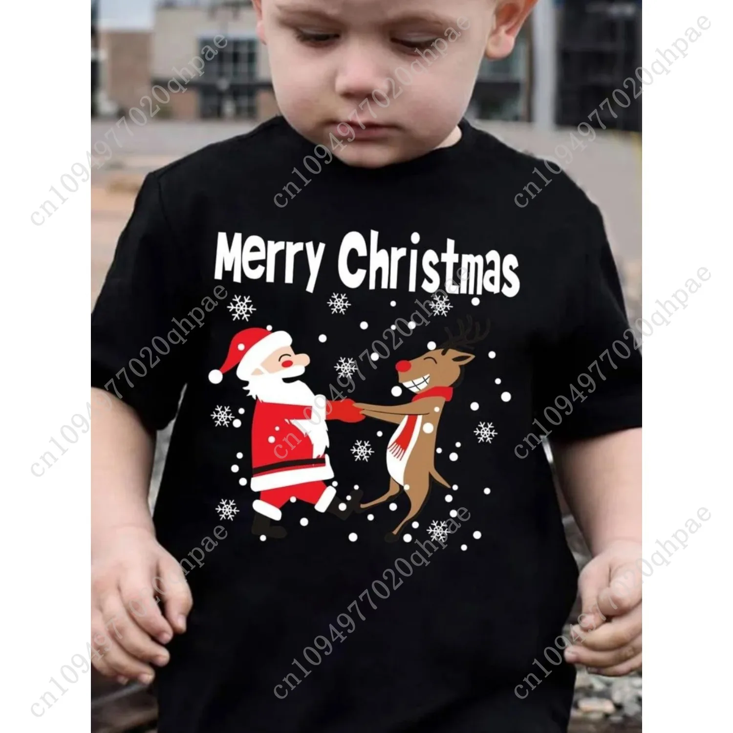 عيد الميلاد الأطفال تي شيرت سانتا كلوز طباعة فتاة الملابس لطيف الكرتون البلوز تيز الصبي بلايز ملابس الأطفال فضفاضة غير رسمية #3