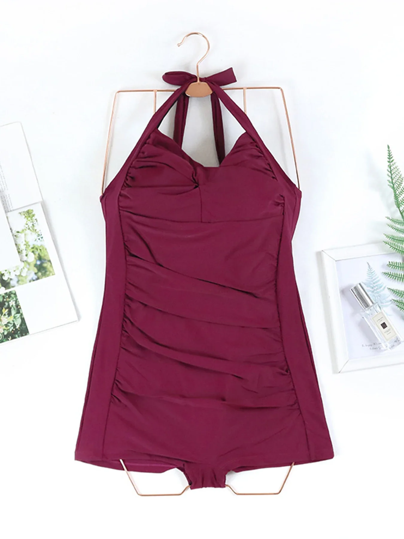 2024 جديد الصلبة قطعة واحدة ملابس السباحة للنساء حجم كبير ملابس السباحة الإناث الرسن رفع لباس سباحة بحر لباس سباحة XXL