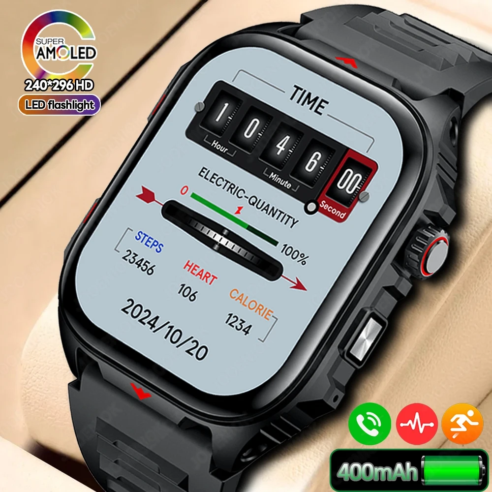 

2025New For Xiaomi Outdoor Sports Smart Watch Men LED Flashlight 400 mAh Custom Dial Heart Rate Bluetooth Call Smartwatch Women