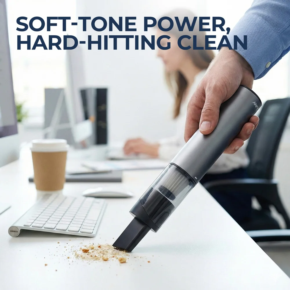 Kabelloser Handstaubsauger für Autos, 11kPa Starke Saugkraft mit Bürstenlosem Motor, Ultraleicht 336G, USB-C Schnellladung, 360° °   Drehbare Düse, Mehrere Aufsätze