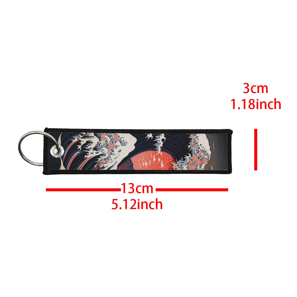 JDM Keychain Hokkaido Car Fashion Tags Embroidered Short Cloth Rectangle Polyester Holder Charm Key Ring for JDM Slogan