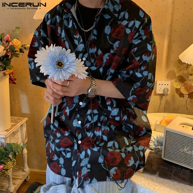 

INCERUN 2024 Men's Shirt Printing Lapel Short Sleeve Button Summer Casual Men Clothing Vacation Streetwear Hawaiian Shirts S-5XL