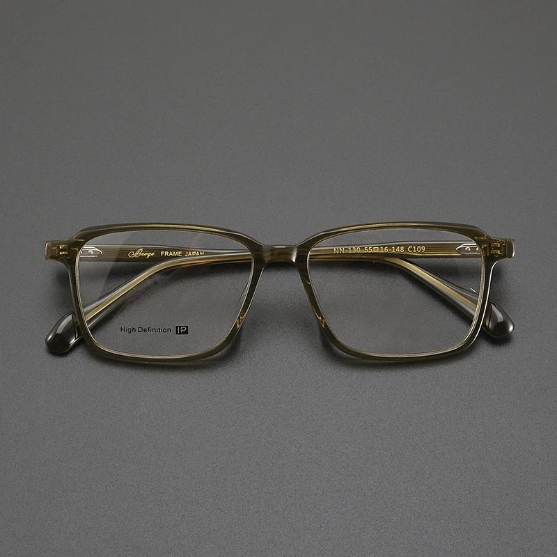 High quality ultralight glasses frame Retro literary olive green fashion commuter casual wide face men's large frame optical gla