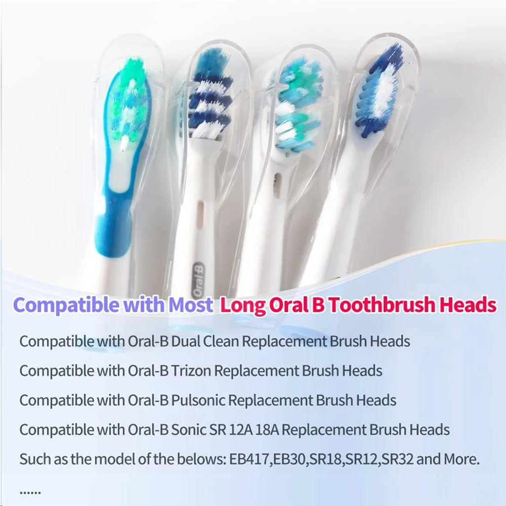 4 Pcs Long Brush Head Caps Long Toothbrush Head Dustproof Covers Compatible with Oral B Electric Toothbrush Replacement Heads