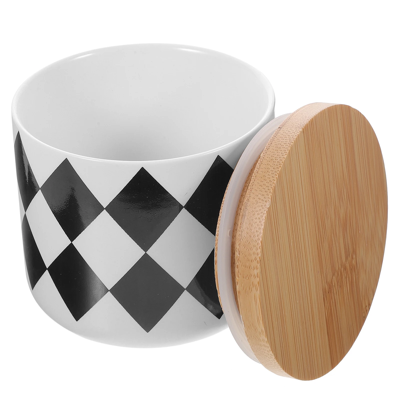 

Ceramic Tea Jar Wood Lid Sealed Storage Container Kitchen Counter Brown Sugar Coffee Beans Jewelry Practical Canisterscookie