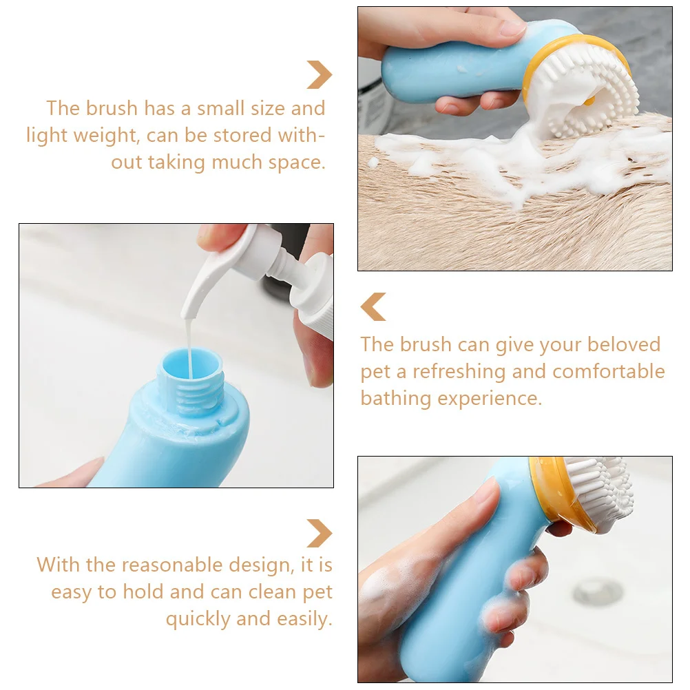 

Portable Dog Bath Brush Blue Multi-Functional Pet Grooming Tool Small Lightweight Easy Hold Massage Shower Comb