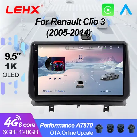 LEHX 8Core Android 16 Auto Car Radio For Renault Clio 3 2005-2014 CarPlay Multimed Navigation GPS Autoradio  2din 360° camera