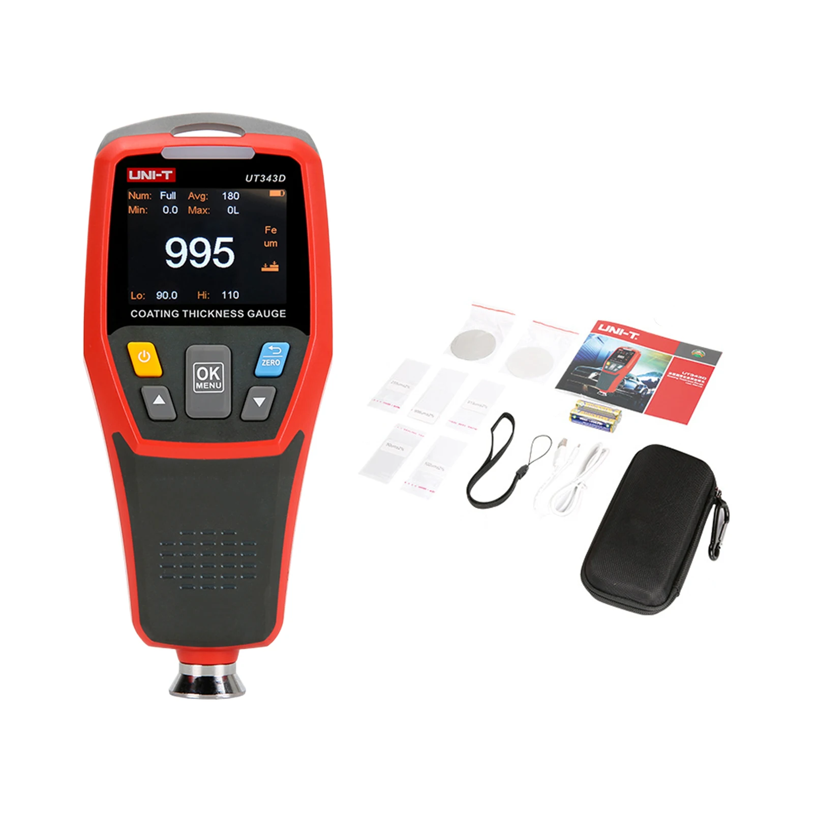 

UNI-T UT343D UT343A Digital Coating Gauge Meter FE/NFE Measurement with USB Data Cars Paint Thickness Teste Metal Detector