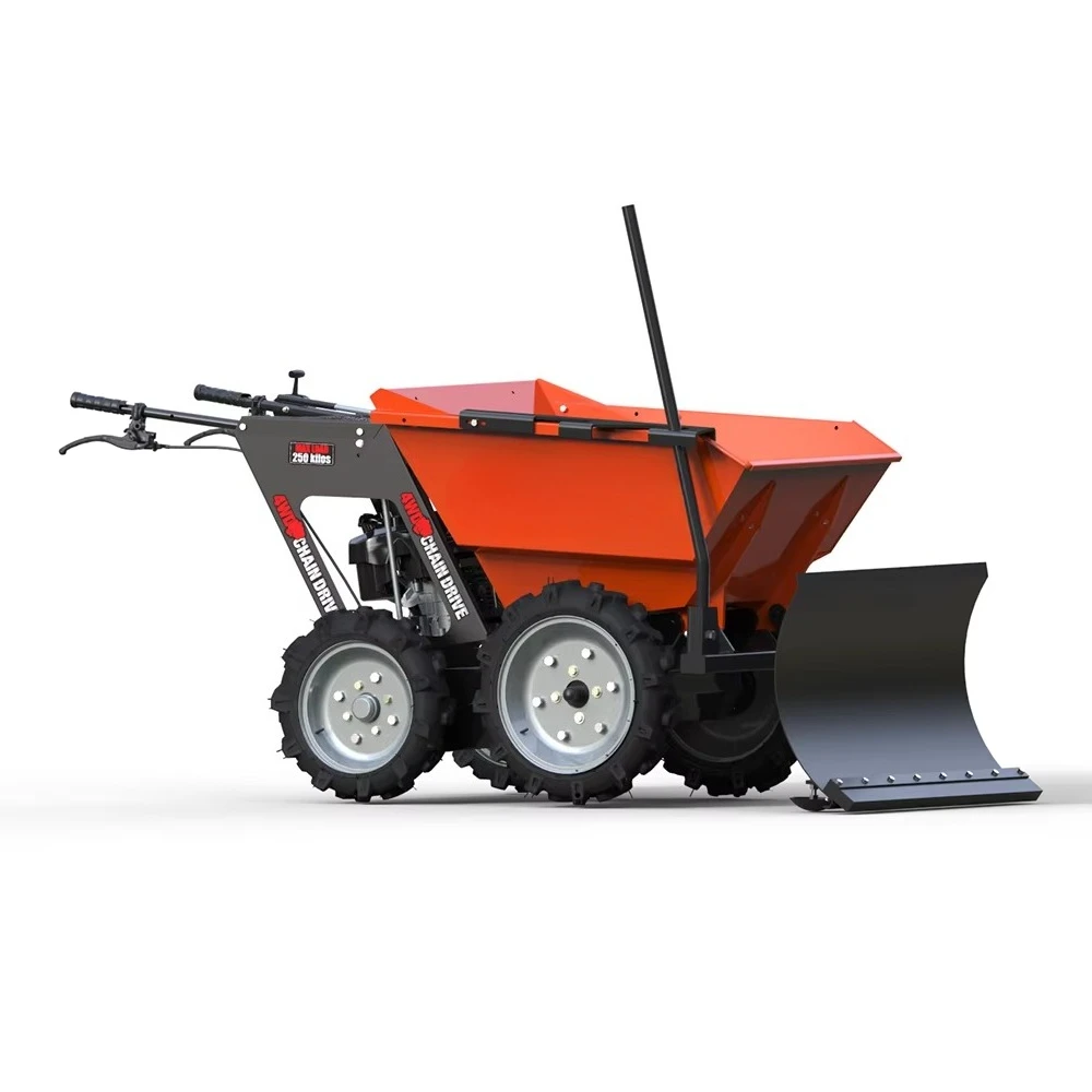 Customized 250Kg Load 4WD Truck 4x4 Motor Motor Power Mechanical Transmission Mini Dumper with Snow Shovel