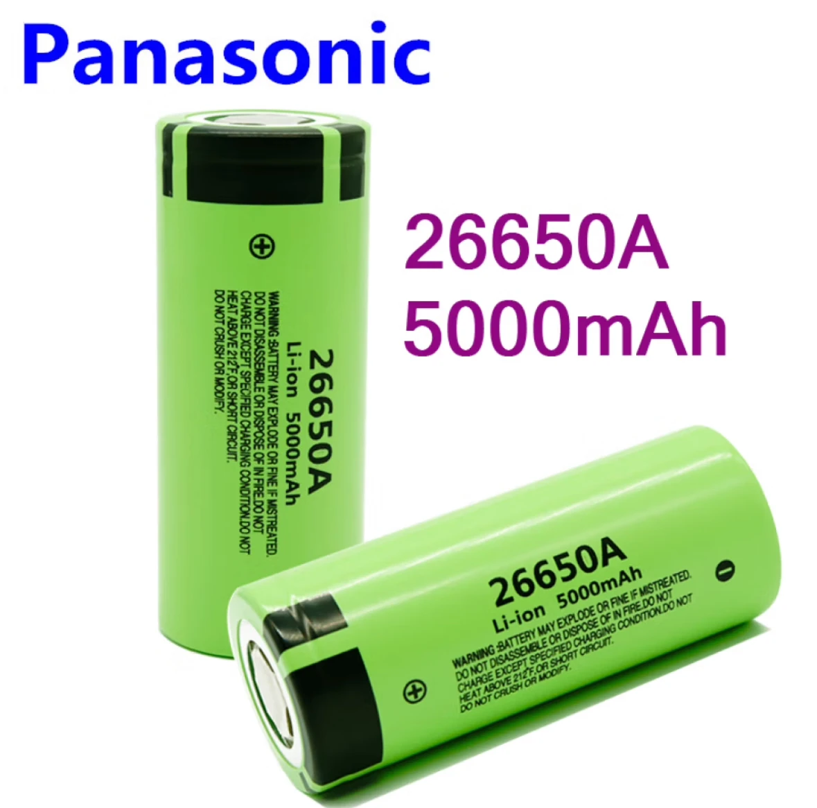 New Panasonic original 26650 20A rechargeable lithium battery 26650A, 3.7V 5000mAh suitable for flashlights