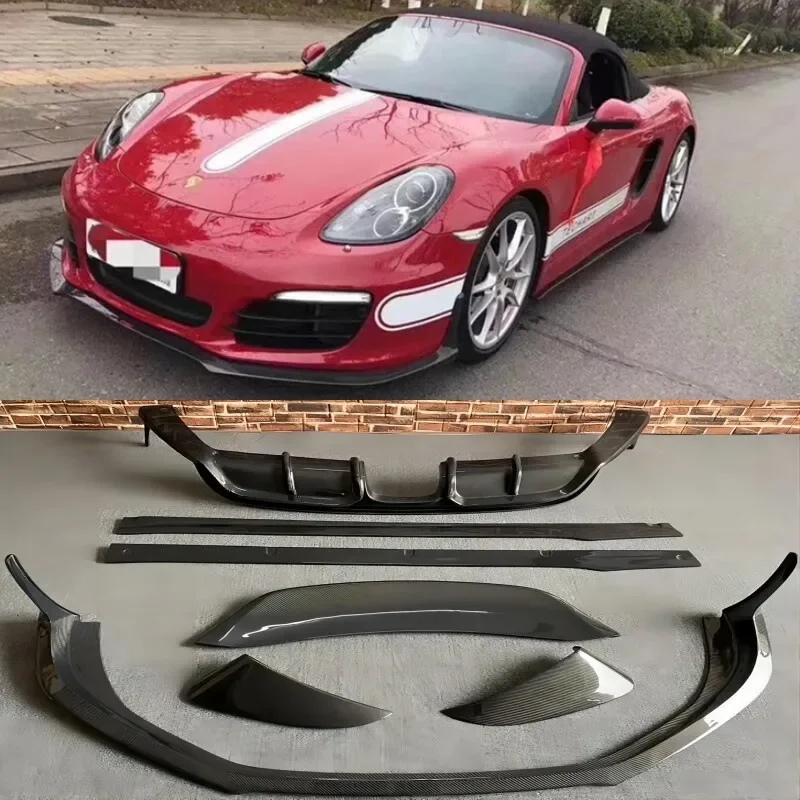 Для Porsche 981 Boxster 2013-2016 СПОЙЛЕР из углеродного волокна, передний губ, задний розыгрышник, бампер, боковые юбки, спойлер, комплект боди