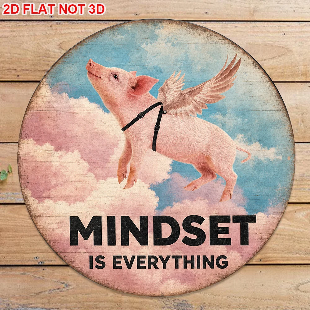 1pc 8X8In/20X20Cm 2D Flat Circular Sign, Vintage Plaque with 