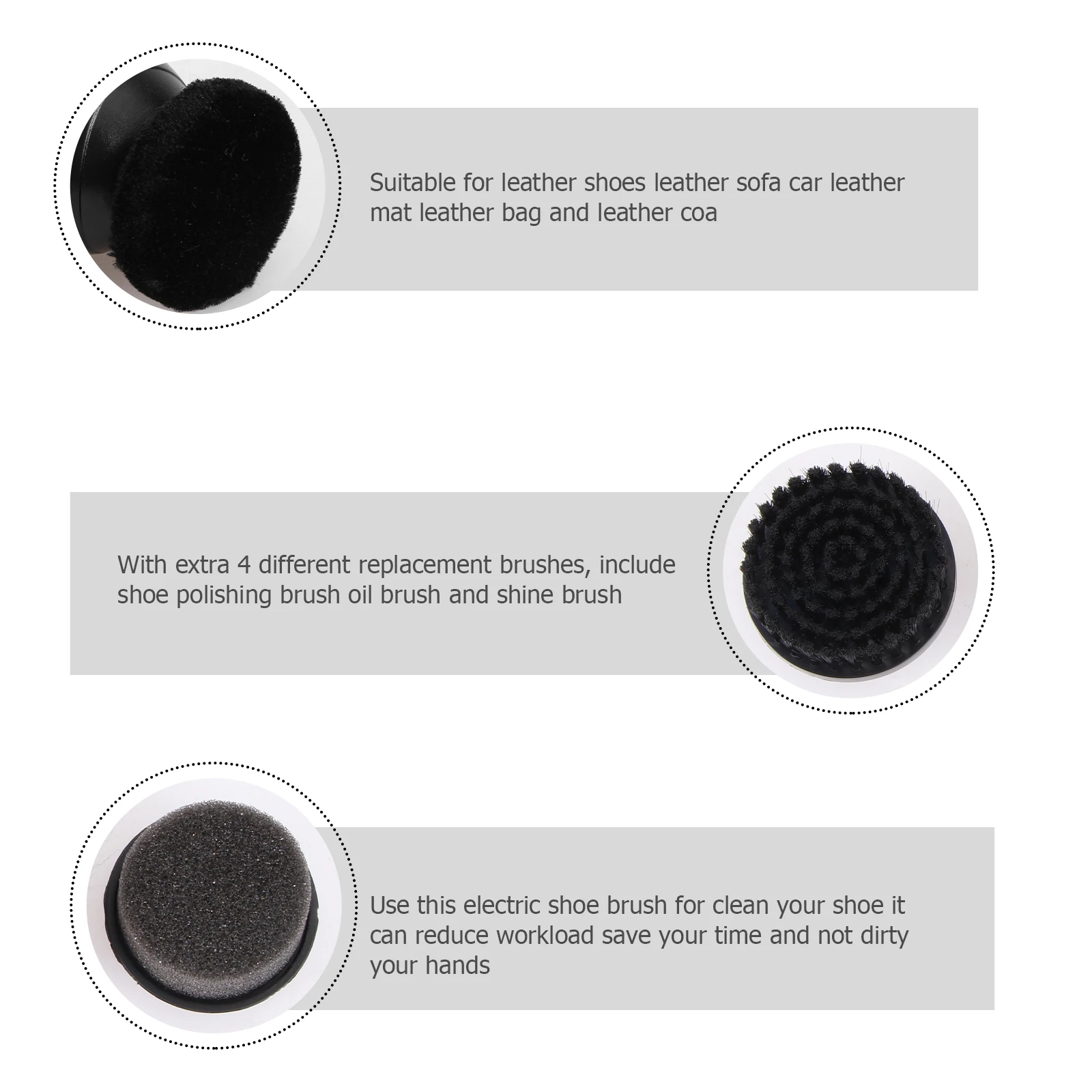 

1 Set Electric Shoe Polisher Brush Kit For Replacement Brushes Shine Cleaning Tool Footwear Buffing