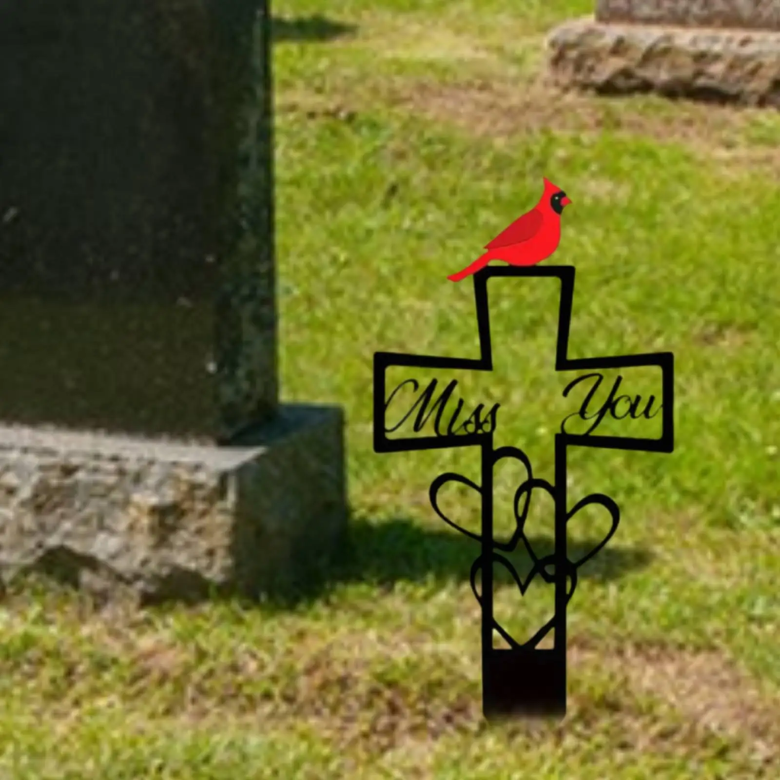 Sympathy Memorial Grave Stake Durable Iron Yard Marker for Family Remembrance Outside Courtyard Decoration
