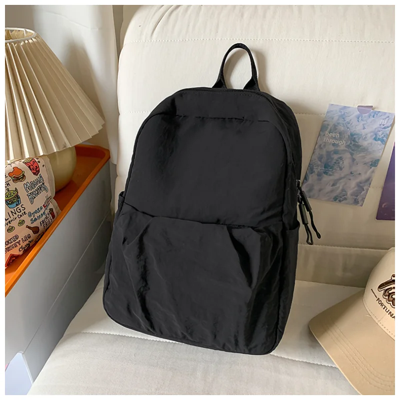 

Casual Backpack Women Large Capacity Fashion Junior High School Student Pleat Schoolbag Cloth Bag Korean Travel Backpack