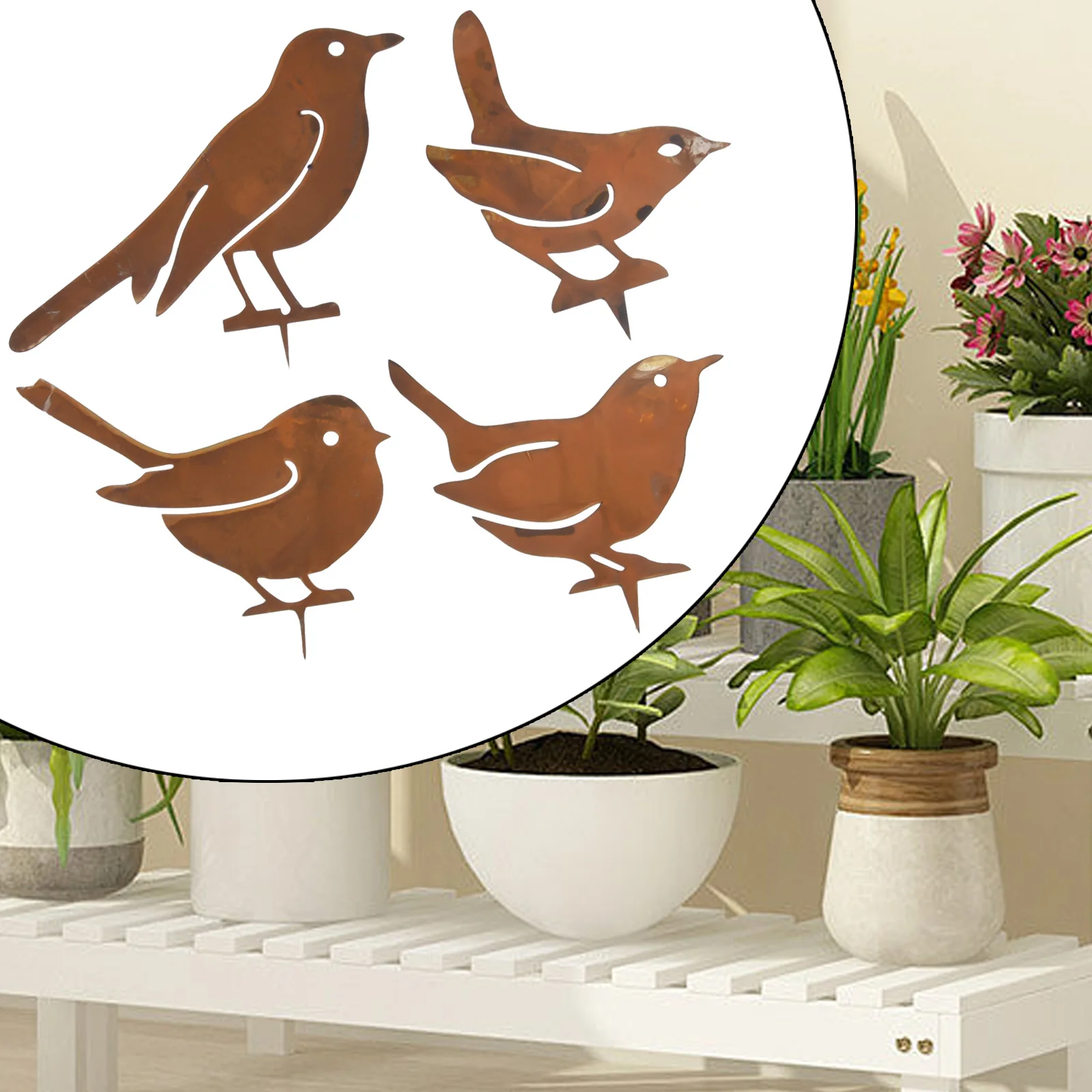 Fish Pond Decorative Ornament Garden Stake Silhouettes Rusty Metal Birds Snowy And Rainy Weather Decorate Garden Patio