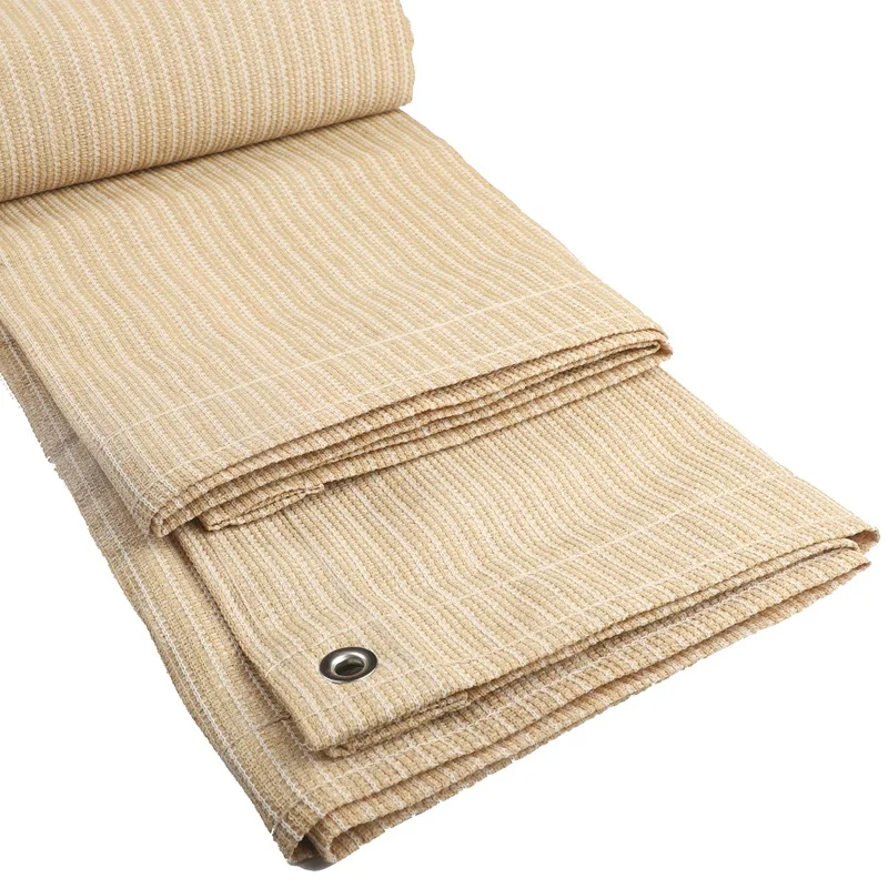 260GSM Thicken 96% Anti UV Beige HDPE Sun Shade Net Outdoor Pergolas Canopy Balcony Safety Privacy Screen Mesh With Brass Rings