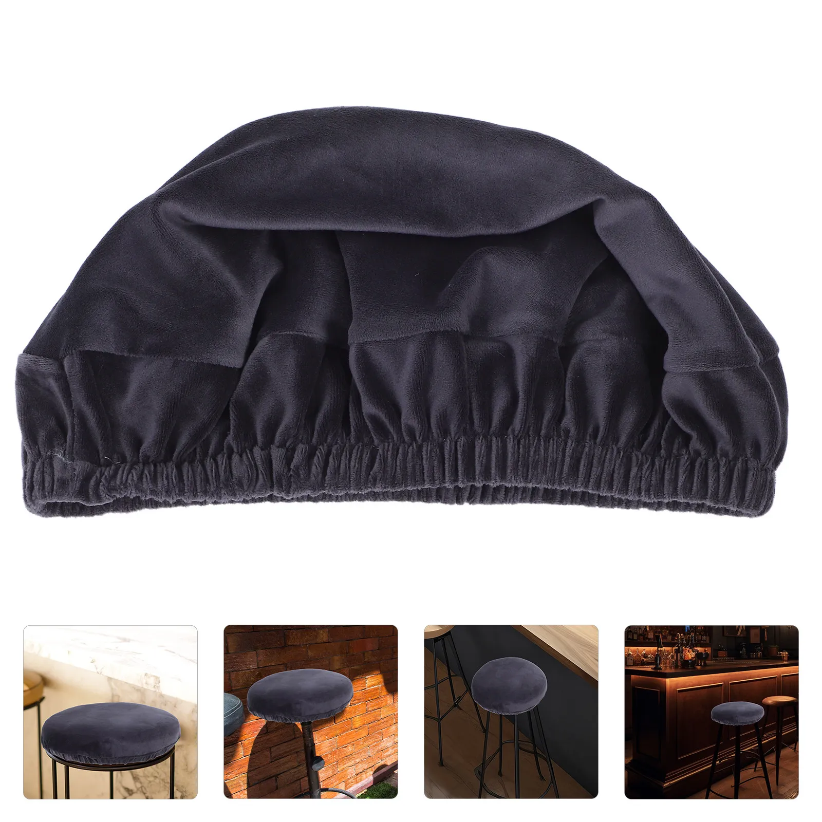 4Pcs Round Vanity Stool Covers High Elasticity Stretch Seat Slipcover for Bar Stools Salon Spa Dressing Chairs Footstools