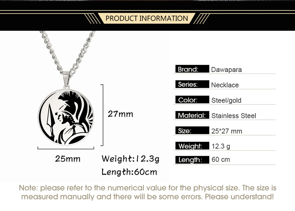 Dawapara Vintage antike griechische Krieger Anhänger ägyptische Göttin Athene Aphrodite Artemis Apollo Symbol Edelstahl Amulett – Detail 2