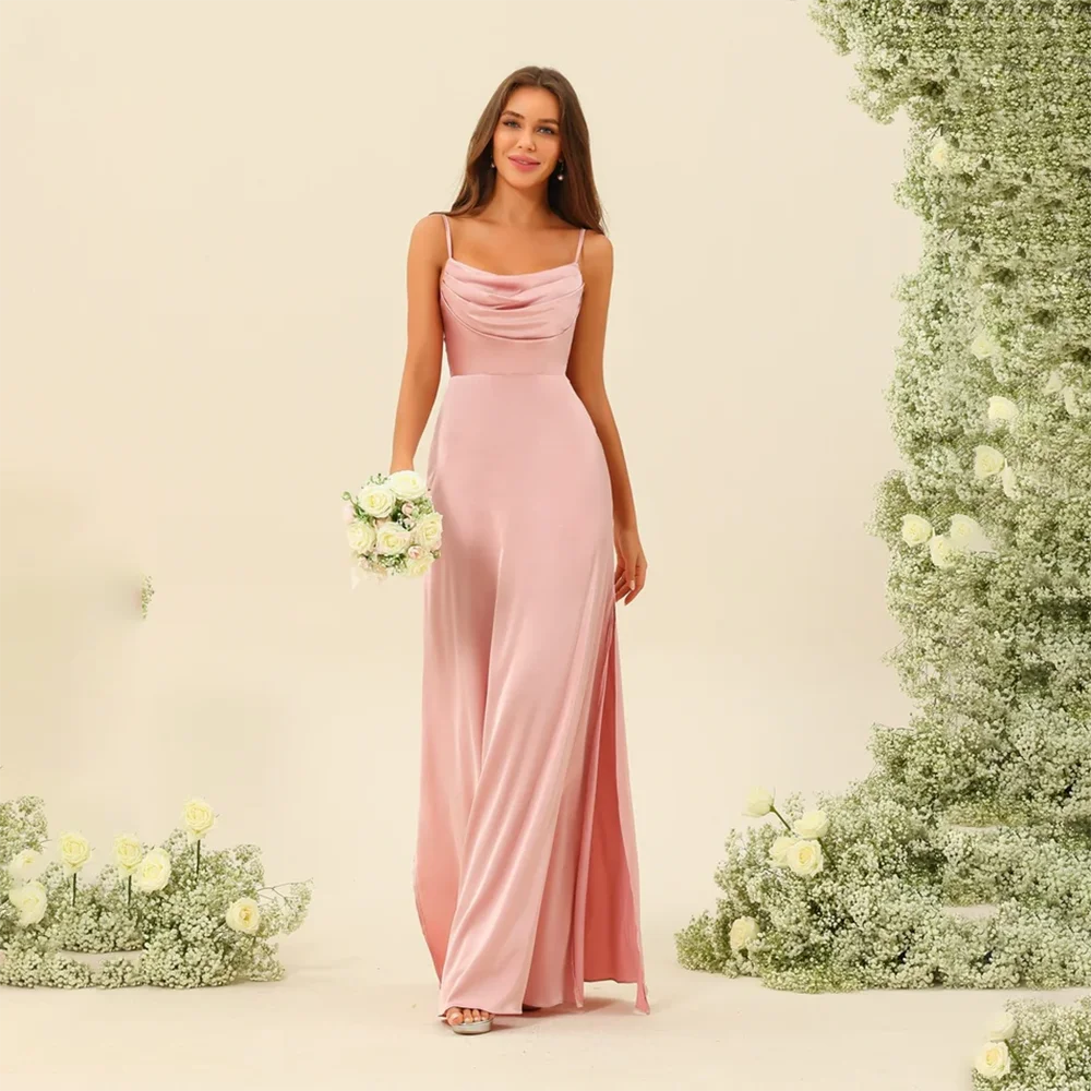

Simple Bridesmaid Dresses Customized Spaghetti Strap Sleeveless Bridesmaid Gonws Split Side Sheath/Column Prom Dress 2025