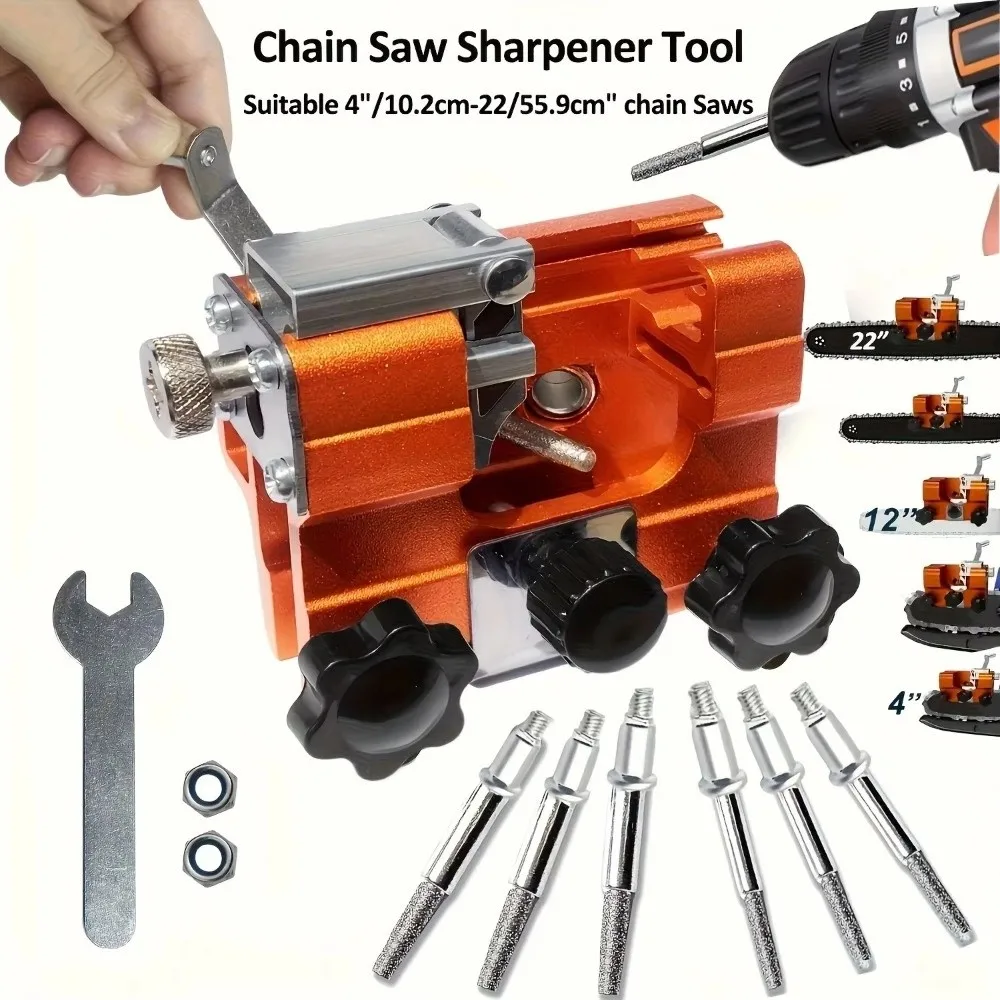 New Hand Crank Chain Sharpener Set Quick Grinding Multi-Function Handheld Grinding Tool Chain Clamp Sharpener